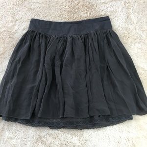 Anthropologie Odille charcoal silk  skater skirt